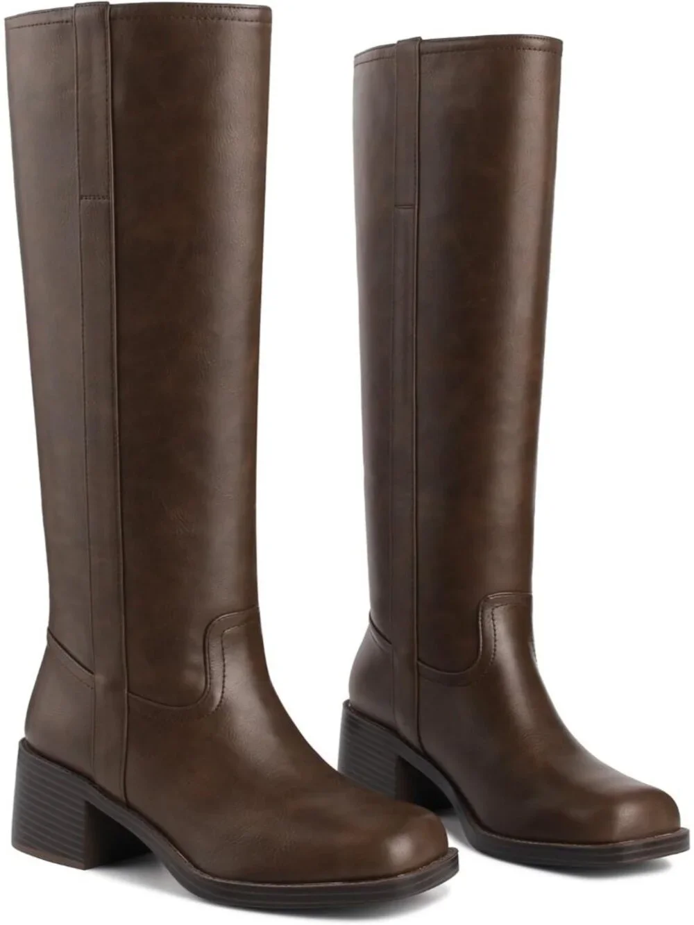 Women's Cocoa Chunky Block Heel Square Toe Going Out Knee High Riding Boots